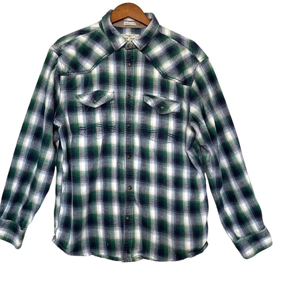 Cody James Regular Fit Pearl Snap Button Plaid Western Shirt Size Large - Picture 1 of 7